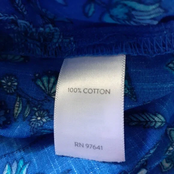 J. Jill Oversized Split-Neck Top in Royal Blue Thriving Jacobean Size S - Picture 7 of 11